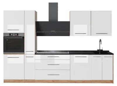 Obrázek produktu pro Kuchyňský kout Vicco Fame-Line Bílá vysoký lesk/Zlatý mocný dub 310 cm, PD Antracit, Model 64308