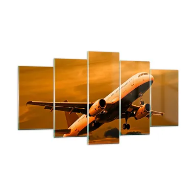 Produktbild von Bilder auf glas - Passagier Flugzeug Flugzeug Flügel - 160x85cm - Glasbilder - Wandbilder - Kunstdruck - Wanddekoration aus Glas - Glas Bilder - Wandbild auf Glas - GEA160x85-0368