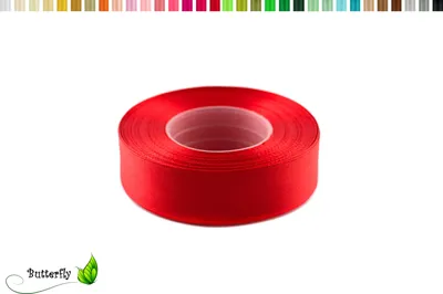 Produktbild von Satinband 25mm x 32m Rolle, Farbe:055 rot
