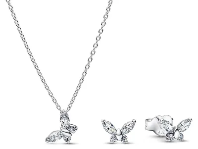 Produktbild von PANDORA Schmuckset für Damen Kette und Ohrringe Schmetterling Silber 21536