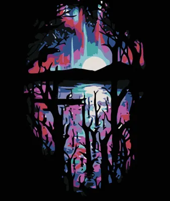 Image de Zuty - Peinture par numéros - NUIT SOMBRE AU BORD DU LAC, 40 x 50 cm, sans cadre et sans toile tendue