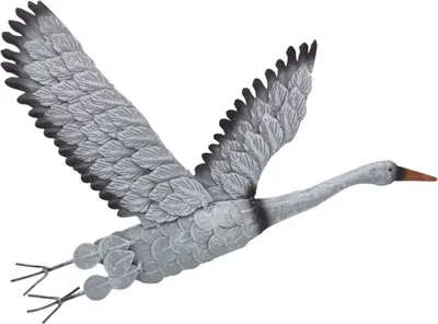 Produktbild von Kranich aus Metall Wandbild 46 x 33cm Wanddeko Dekofigur Gartendeko Dekovogel