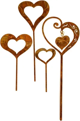 Imagen del producto de Clavo decorativo para jardín, de metal con acabado en color óxido, resistente a la intemperie, ideal para jardín y césped