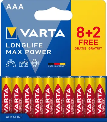 Immagine prodotto di Longlife Max Power AAA confezione da 10 pezzi (8+2)