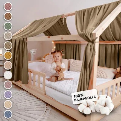 Produktbild von Hausbett Himmel 2er-Set aus 100% Musselin - für Kinderbett