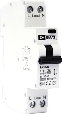 Image de EMAT Interrupteur différentiel 1 pôle+neutre 10A C-kar 30mA (85006003)