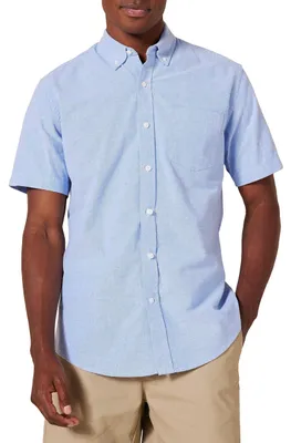 Produktbild von A. Essentials Herren Regular Fit Kurzarm-Oxfordhemd aus 100% Baumwolle, Blau, S