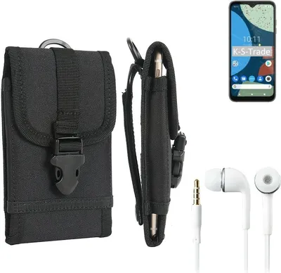 Produktbild von K-S-Trade Holster Schutz Hülle kompatibel mit Fairphone 4 Gürteltasche Handy Hülle Tasche outdoor Seitentasche schwarz 1x + Kopfhörer