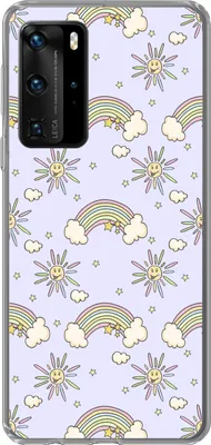 Produktbild von MuchoWow® Handyhülle Schutzhülle Hülle für Telefoonhoesje Huawei P40 Pro Mädchen - Regenbogen - Sonne - Muster - Mädchen - Kinder - Kinder - Kind Silikon Softcase Handy Hülle - Schutz