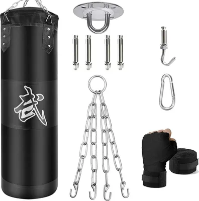 Immagine prodotto di Set di sacchi da boxe per uso intensivo Nero non riempito 100 cm per adulti bambini Kickboxing MMA