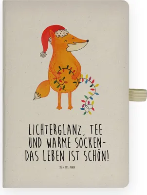 Produktbild von Mr. & Mrs. Panda notizbuch Fuchs Weihnachten - Transparent - Geschenk, A4 Hardcover, Winter, Tagebuch, Nikolaus, Weihnachtsmann, Heiligabend, Skizzenbuch, Journal