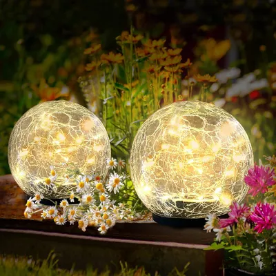 Produktbild von Solarkugeln für außen winterfest 2 Stücke, Solarlampen für Außen, Solar Gartenleuchten Lichter, gartenbeleuchtung solar außen,für Rasen,Terrassen Deko
