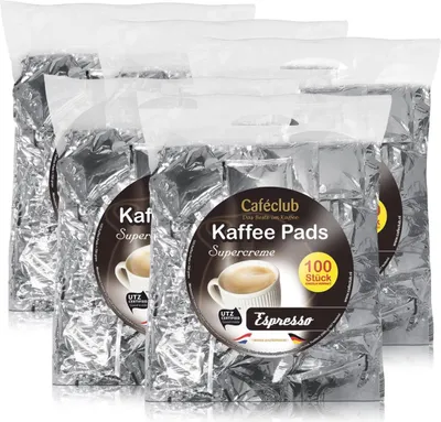 Produktbild von 5x Cafeclub Espresso Kaffeepads Megabeutel je 100 stk. dunkle Röstung