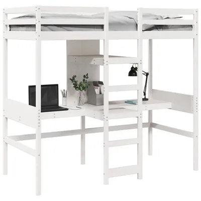 Immagine prodotto di vidaXL Letto a soppalco senza materasso bianco 75x190 cm in legno di pino massiccio