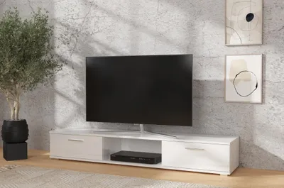 Obrázek produktu pro Televizní stolek NEMRIX - bílý / bílý lesklý