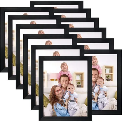 Zdjęcie produktu dla Zestaw 12 ram obrazowych, wymiar 20x25 cm, przeznaczonych do zdjęć o wymiarach 25x20 cm, kolor czarny. Możliwość zawieszenia na ścianie lub postawienia na stole