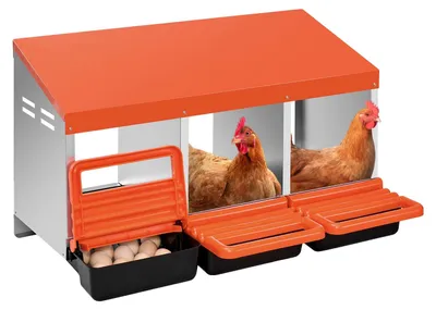 Obrázek produktu pro VEVOR hnízdní box pro kuřata, 3 přihrádky, 15 až 30 palců, robustní kovový hnízdní box odolný proti korozi se šikmými hnízdními boxy, otvory na dně a odpočinkovou plošinou, montáž