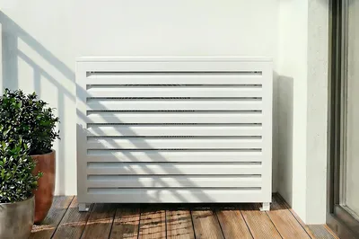 Produktbild von Klimaanlagen- & Wärmepumpen-Abdeckung ANETO Aluminium Weiß - Größe S