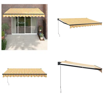 Produktbild von vidaXL Markise Einziehbar Gelb und Weiß 3x2,5 m Stoff und Aluminium - Einziehbare Markise - Markise - Markisen - Gelenkarmmarkise