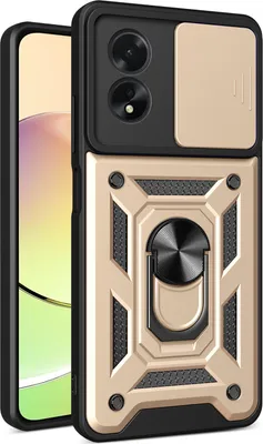 Immagine prodotto di Custodia per Oppo A38 4G, Custodia in silicone TPU Bumper con supporto ad anello, protezione fotocamera Oro