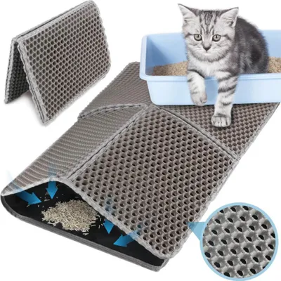Immagine prodotto di Tappetino per lettiera MOCOBO, antiscivolo, impermeabile, facile da pulire, ideale per gatti da interno.