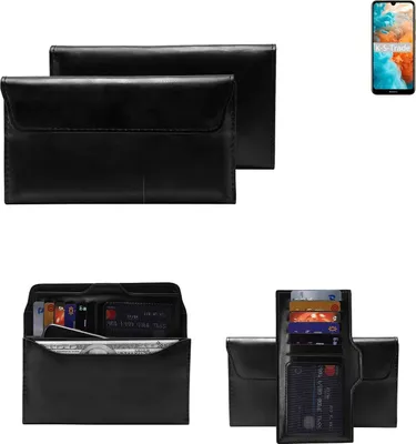 Produktbild von K-S-Trade Handy Hülle kompatibel mit Huawei Y6 2019 Schutz Hülle Tasche Schutz Case Handytasche Kunstleder schwarz, 1x
