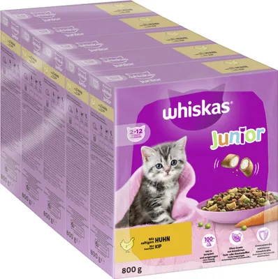 Produktbild von WHISKAS® Karton Trocken Junior mit Huhn 5 x 800g