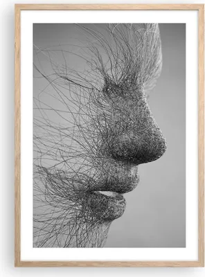 Produktbild von Gerahmtes Poster - Rahmen in heller Eiche - Gesicht Grafiken Fäden - 50x70 cm - Wand Bild - Wanddeko - Wandbilder - Wandposter - Bilderrahmen - Bilder - Kunstdruck - Wandbild - P2NPA50x70-4324