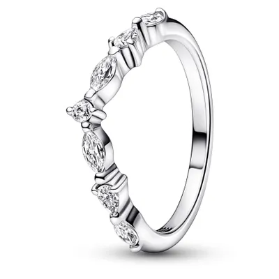 Image de Bague Pandora Timeless Wishbone aux facettes étincelantes 192390C01 pour femme, taille de bague : 52
