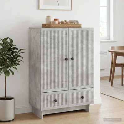 Image de Buffet vidaXL gris béton 66 x 34,5 x 95 cm en aggloméré