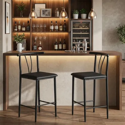 Immagine prodotto di Set di 2 sgabelli GarveeHome in ecopelle, con struttura in metallo a forma di "U"