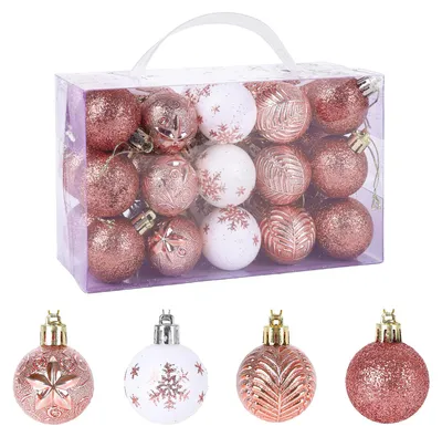30 splitterfreie Weihnachtskugeln, 4 cm, Roségold, für Baum