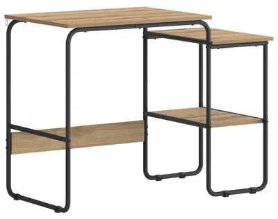 Image de Bureau avec espace de rangement, en chêne artisanal, dimensions : 100 x 50 x 75 cm