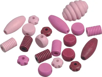Produktbild von KNORR prandell Holzperlen-Mix Formen rosa pink sortiert 20 Stück