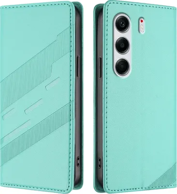 Image de Etui pour Tecno Camon 40, étui portefeuille en cuirPolyuréthaneavec fente pour cartes et fonction Türkis stand