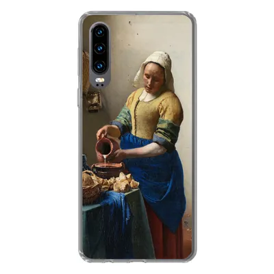 Produktbild von MuchoWow® Handyhülle Schutzhülle Hülle für Huawei P30 Das Milchmädchen - Johannes Vermeer Silikon Softcase Handy Hülle - Kartenbesitzer
