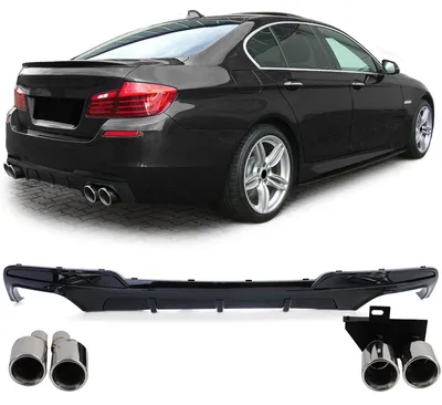 Für BMW F10 F11 10-17 Stoßstange Heckdiffusor Endrohr Umbau Schwarz Glanz Duplex in der Farbe Schwarz von Carparts-Online GmbH