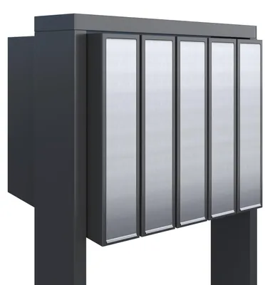 Produktbild von Briefkastenanlage Flag for Five in Anthrazit mit Edelstahlklappe