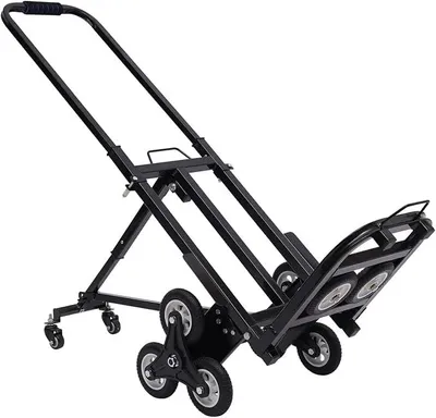Produktbild von Sackkarre Treppensackkarre Klappbar bis 150kg Belastbar, 6-Räder Stahl Treppenkarre mit Bündelseil, Transportkarre Höhenverstellbar (73-115cm)