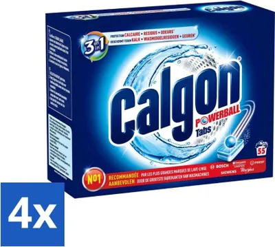 Produktbild von Calgon – Waschmaschinenreiniger – Gegen Kalkablagerungen / Waschmittelrückstände / Gerüche – 55 Tabletten - Vorteilspack - 4 Stücke