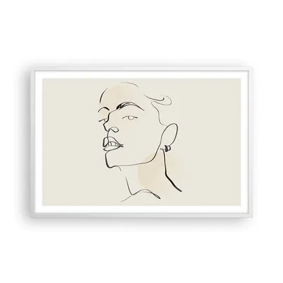 Produktbild von Gerahmtes Poster - Weißer Rahmen - Minimalismus Porträt Linie - 91,5x61 cm - Wand Bild - Wanddeko - Wandbilder - Kunstposter - Wandposter - Bilderrahmen - Bilder - Kunstdruck - P2WAA91x61-4815