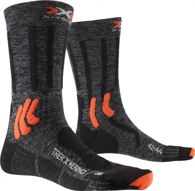 Produktbild von X-BIONIC 4.0 Trek X Unisex Merino Socken zum Wandern und Bergsteigen - Fortschrittliches Feuchtigkeitsmanagement, Fußstabilisierung und Temperaturkontrolle - Grau/Orange/Schwarz, 35-38
