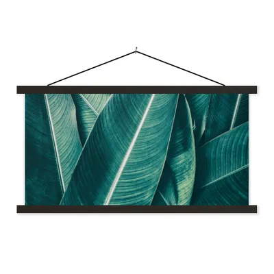 Produktbild von MuchoWow® Textilposter Blätter - Makro - Tropisch - Mädchen - Kinder - Jungen 60x30 cm mit schwarzem Rahmen - Textilien