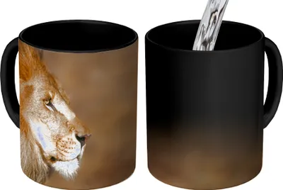 Produktbild von MuchoWow® Zauber Tasse Zaubertasse Magic Profil - Löwe - Afrika 350 ml Farbwechsel Becher Geschenk Geschenkidee - Magic-Tasse - Fototasse - Keramiktassen - Bilder - Tasse Kaffee - Getränkbecher - Kaff