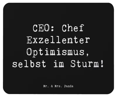 Produktbild von Mr. & Mrs. Panda Mauspad Spruch CEO Optimismus - Schwarz - Geschenk, Mousepad, Unternehmensführung, Berufsgestaltung, pc, Herausforderungen, Beruf, laptop, Humor, Berufe