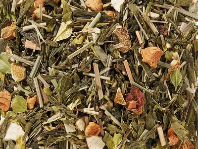 Produktbild von 1 kg  Grünteemischung k.b.A. Buchu/Lemongras/Limette Zitronengras-Limetten-Note DE-ÖKO-006 VO2018/848 aromatisiert
