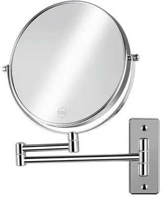 Obrázok produktu pre Kozmetické nástenné zrkadlo, 20 cm, 10-násobné zväčšenie, otočné, chrómové