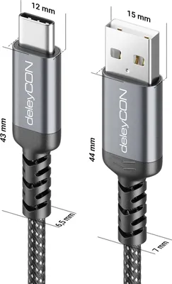 Produktbild von deleyCON 0,15m USB-A auf USB-C Kabel Kurz Ladekabel Datenkabel für iPhone 17 15 16 Pro Max Air Galaxy A16 A56 S25 S24 S23 Pixel iPad Pro Air Tablet AirPods Notebook Switch PS5