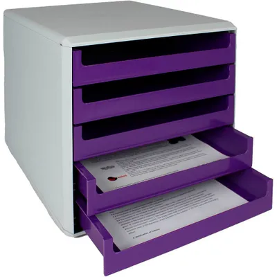 Image de M&M 30050972 M&M Boîte à tiroirs violette DIN A4 avec 5 tiroirs