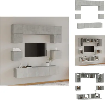 Produktbild von vidaXL 8-tlg. TV-Schrank-Set Betongrau Holzwerkstoff -  TV-Möbel
